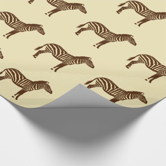 Zebras - Chocolate Brown en Camel Tan Cadeaupapier (Hoek)