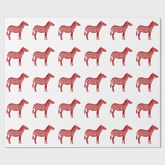 Zebras - Deep Red en White Cadeaupapier (Vlak)