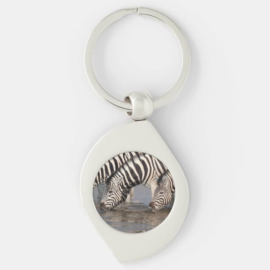 Zebras drink sleutelhanger (Voorkant)
