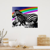 Zebra's droom van regenbooghuid poster (Keuken)