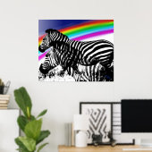 Zebra's droom van regenbooghuid poster (Thuiskantoor)