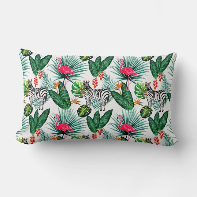 Zebras en flamingos werpen Pillow Kussen (Voorkant)