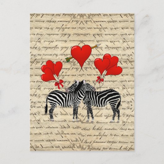 zebras en hart briefkaart (Voorkant)