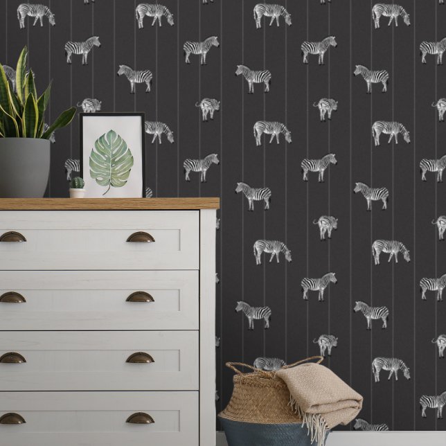 Zebra's en strepen zwart behang (Creator heeft geüpload)