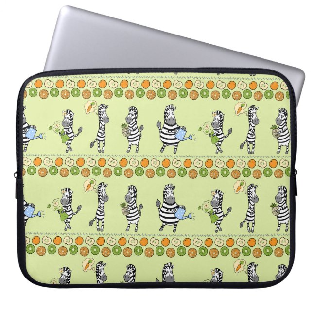 Zebra's en vruchten Naadloos Patroon Laptop Sleeve (Voorkant)
