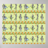 Zebra's en vruchten Naadloos Patroon Poster (Voorkant)