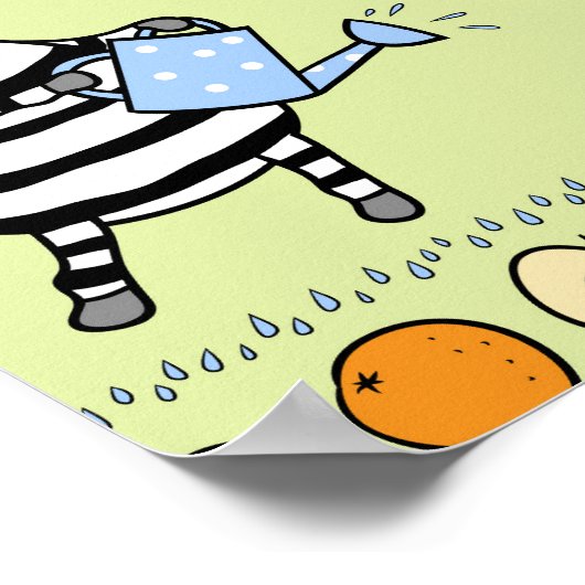 Zebra's en vruchten Naadloos Patroon Poster (Hoek)