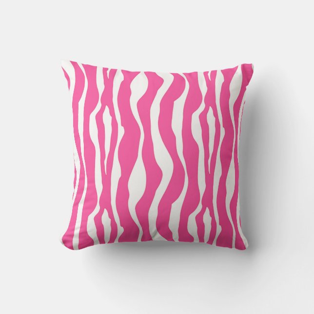 Zebra's - Fuchsia Pink en White Buitenkussen (Voorkant)