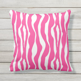 Zebra's - Fuchsia Pink en White Buitenkussen