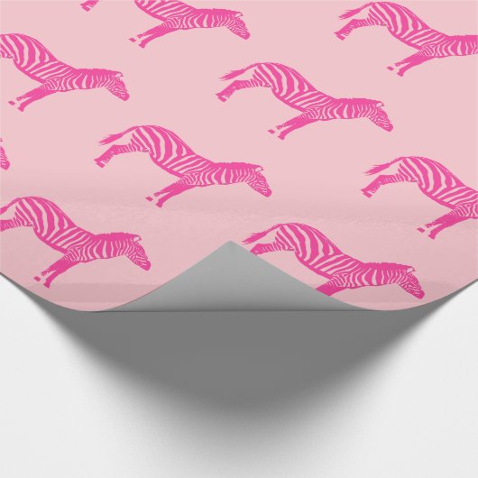 Zebras - Fuchsie en lichtroze Cadeaupapier (Hoek)