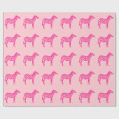 Zebras - Fuchsie en lichtroze Cadeaupapier (Vlak)