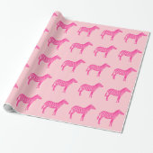Zebras - Fuchsie en lichtroze Cadeaupapier (Uitgerold)
