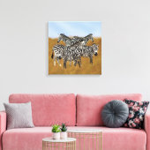 Zebra's grazen in Natuur | Sunny Serengeti Canvas Afdruk (Insitu (Woonkamer))