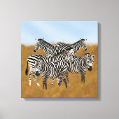 Zebra's grazen in Natuur | Sunny Serengeti Canvas Afdruk (Voorkant)