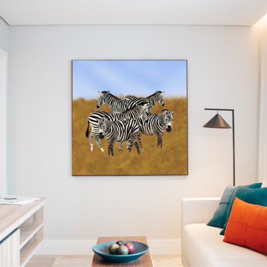 Zebra's grazen in Natuur | Sunny Serengeti Canvas Afdruk