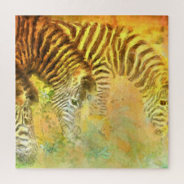Zebra's grazen pastel hedendaagse dierlijke kunst legpuzzel