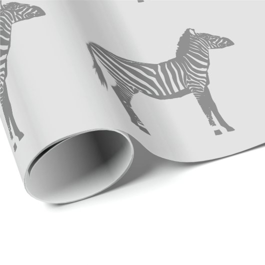 Zebras - Grijze/Grijze schaduwen Cadeaupapier (Rol Hoek)