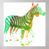 Zebras - Groen en Oranje Poster (Voorkant)