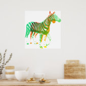 Zebras - Groen en Oranje Poster (Keuken)