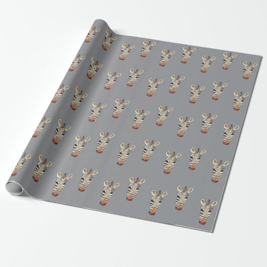 Zebra's Head Wrapping Paper Cadeaupapier (Uitgerold)