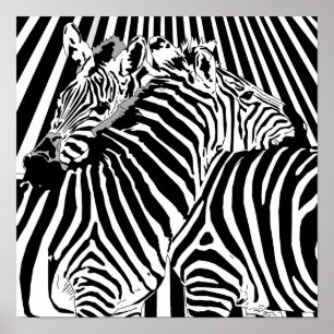 Zebras Hugging Poster voor de handel in binaire op