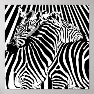 Zebras Hugging Poster voor de handel in binaire op