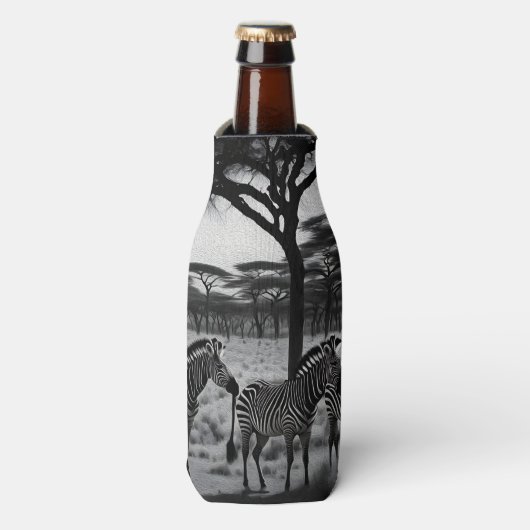 Zebras in Afrika Olieverf, botkoeler Flesjeskoeler (Fles Voorkant)