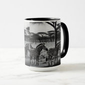 Zebras in Afrika Olieverf, koffie-Mok Mok (Voorkant rechts)