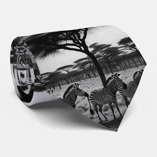 Zebras in Afrika Olieverf, Stropdas (Opgerold)