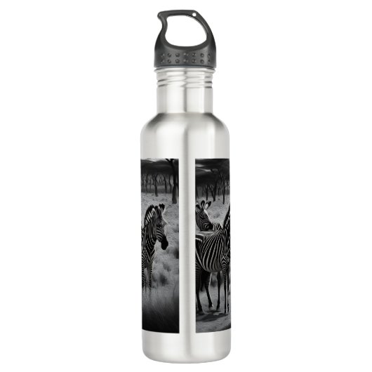 Zebras in Afrika Olieverf, waterfles Waterfles (Achterkant)