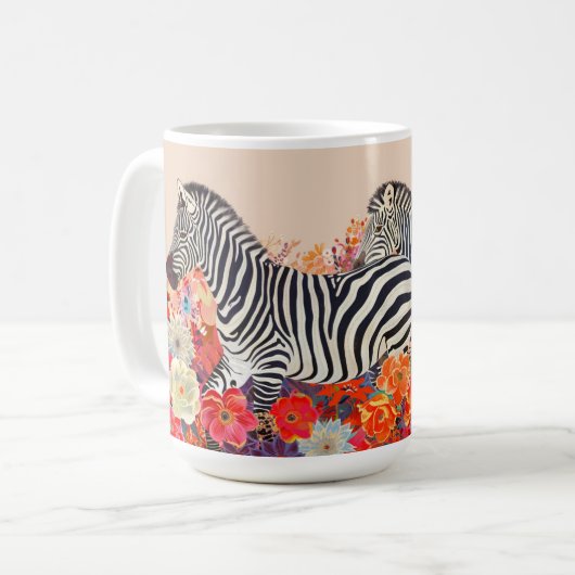 Zebra's in Bloemen Koffiemok (Voorkant links)