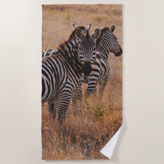 Zebras in de gras strandlaken (Voorkant)