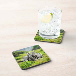 Zebra's in het wild bier onderzetter