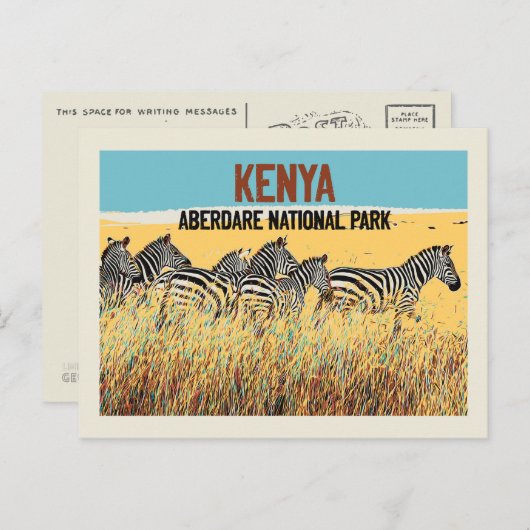 Zebras in Kenia, Aberdare National Park Briefkaart (Voorkant / Achterkant)