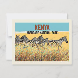 Zebras in Kenia, Aberdare National Park Briefkaart