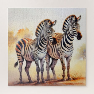 Zebras in Safari Serene Afrikaanse Wildlife Art Legpuzzel