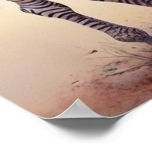 Zebras in Safari Serene Afrikaanse Wildlife Art Poster (Hoek)