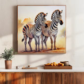 Zebras in Safari Serene Afrikaanse Wildlife Art Poster