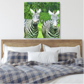Zebra's in weide stilte canvas afdruk (Insitu (Slaapkamer))