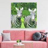 Zebra's in weide stilte canvas afdruk (Insitu (Woonkamer))