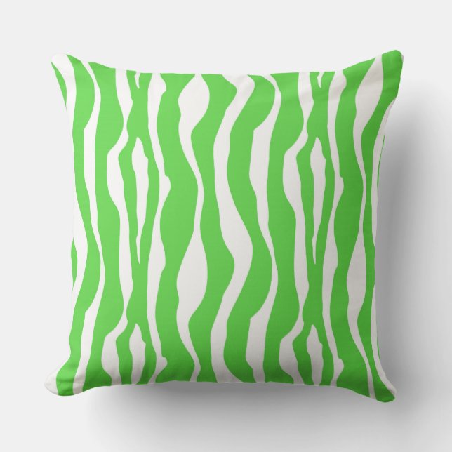 Zebra's - Lime Green en White Buitenkussen (Voorkant)