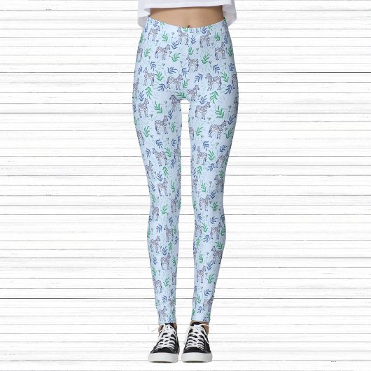 Zebra's met Martinis Blue Fun Fitness Athleisure Leggings