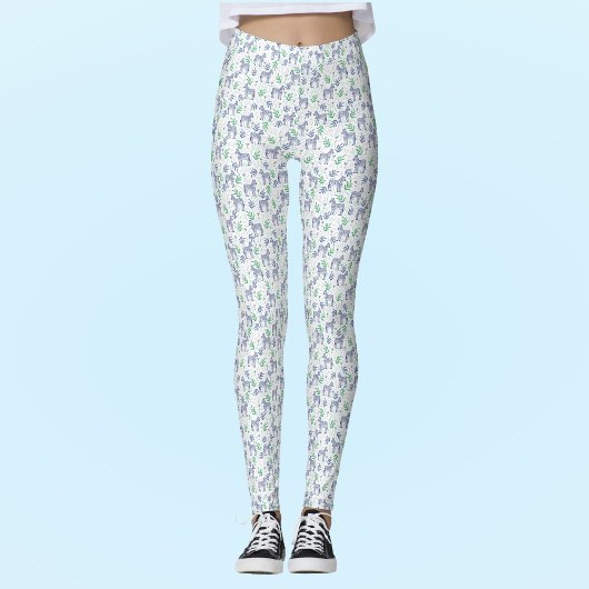 Zebra's met Martinis White Fun Athletic Fitness Leggings