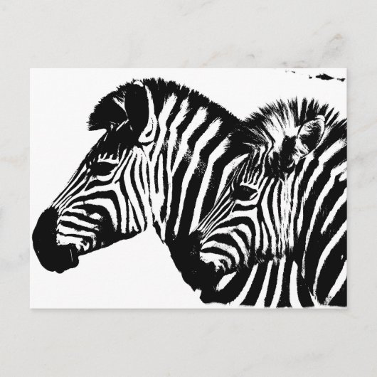 Zebras Modern Black and White Pop Art Sjabloon. Briefkaart (Voorkant)