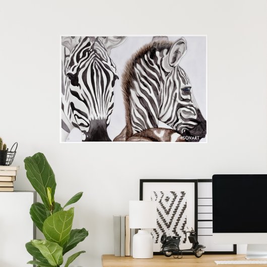 Zebras Moeder en Kind Poster (Thuiskantoor)
