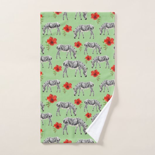 Zebras onder Hibiscus Flowers Bad Handdoek (Handdoek)