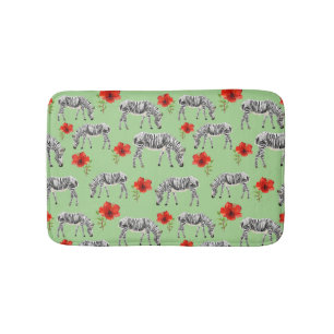 Zebras onder Hibiscus Flowers Badmat
