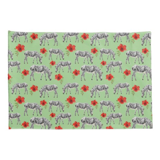 Zebras onder Hibiscus Flowers Kussensloop (Achterkant-Rechts)