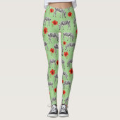 Zebras onder Hibiscus Flowers Leggings (Voorkant)