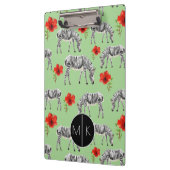 Zebras onder Hibiscus Flowers | Monogram Klembord (Links)